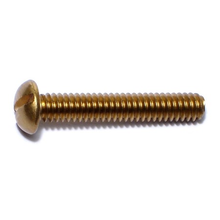 MIDWEST FASTENER 1/4"-20 x 1-1/2 in Slotted Round Machine Screw, Plain Brass, 10 PK 61044